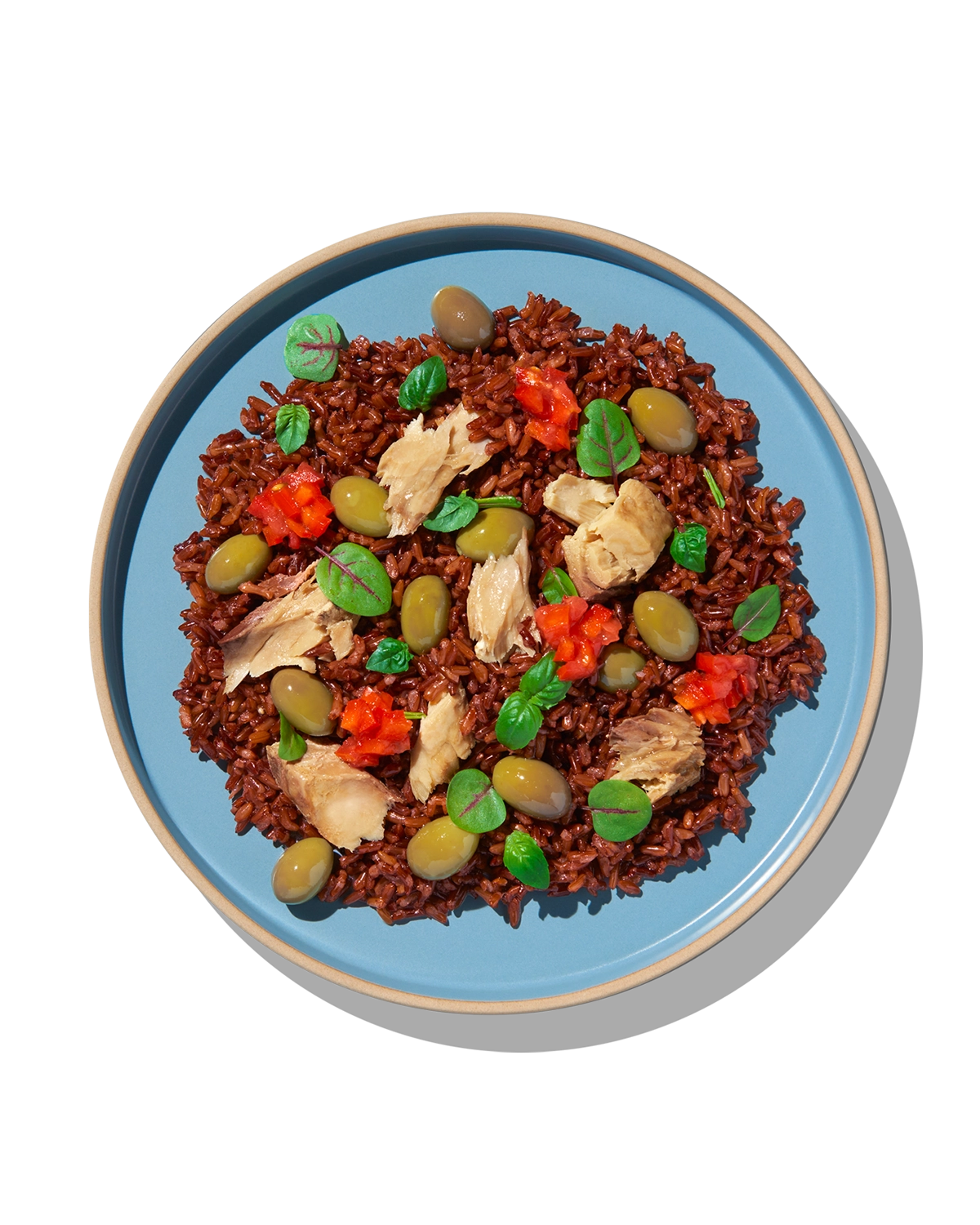 Mareblu - Riso rosso con sgombro, olive con brunoise di pomodoro e peperone